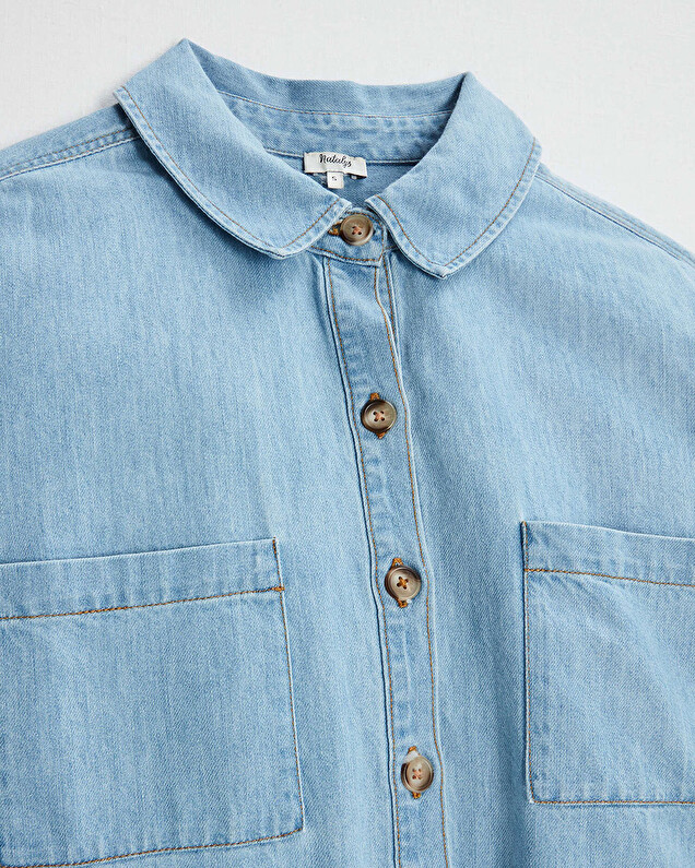 Denim maternity dress Light blue color  Natalys