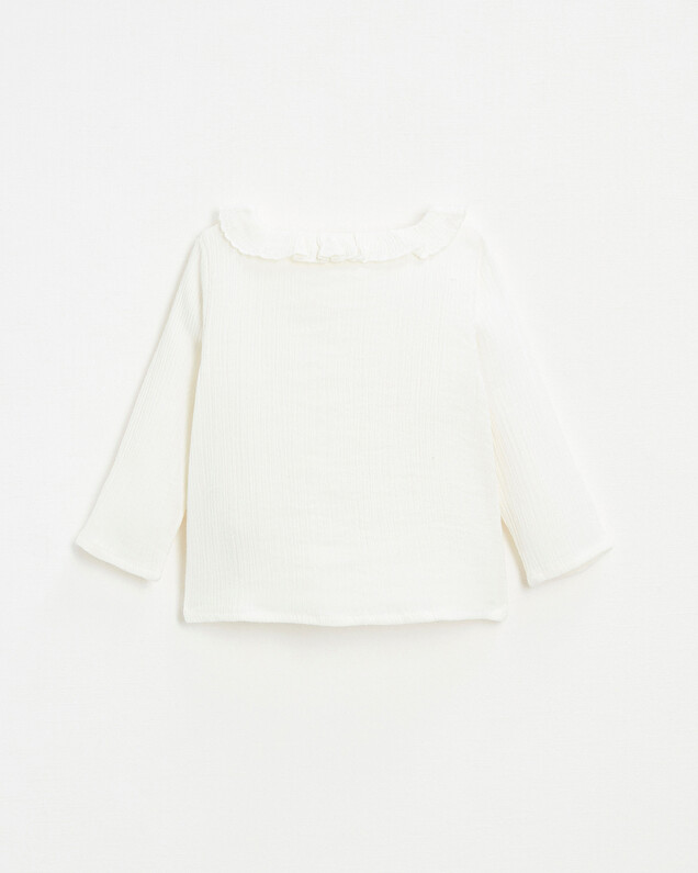 Baby blouse in organic cotton gauze White color  Natalys