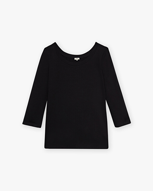 Black t-shirt with dancer collar Black color  Natalys