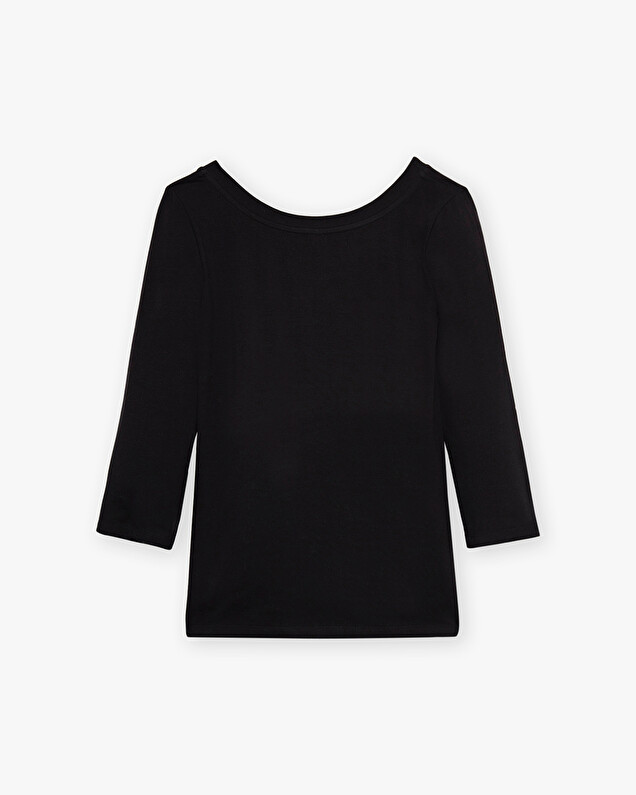 Black t-shirt with dancer collar Black color  Natalys