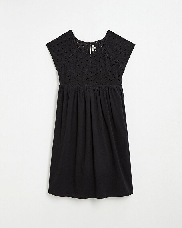 Black dress with English embroidery Black color  Natalys