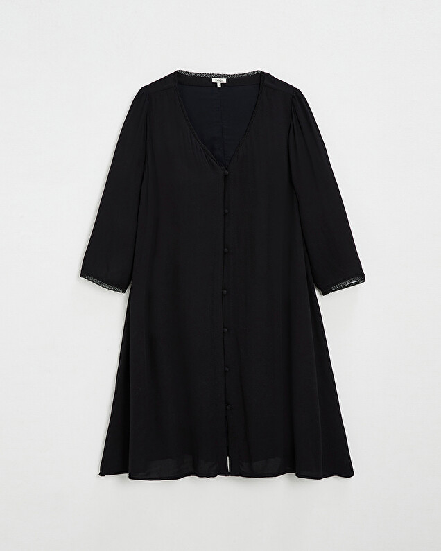 Black viscose dress for maternity and breastfeeding Black color  Natalys