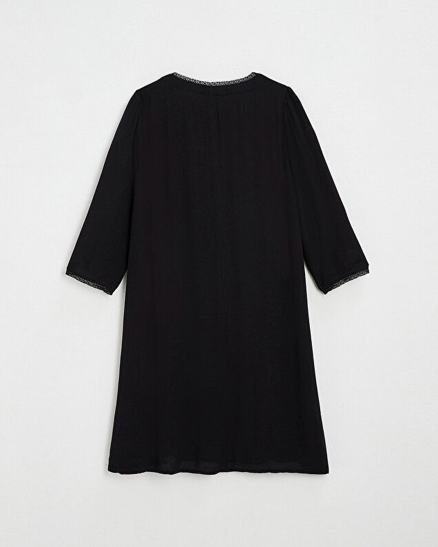Black viscose dress for maternity and breastfeeding Black color  Natalys