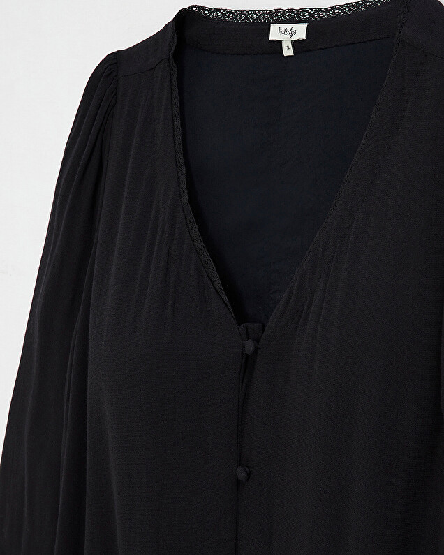 Black viscose dress for maternity and breastfeeding Black color  Natalys