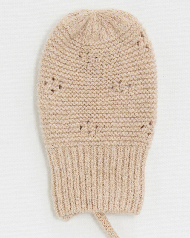 Openwork knit mittens Camel color  Natalys