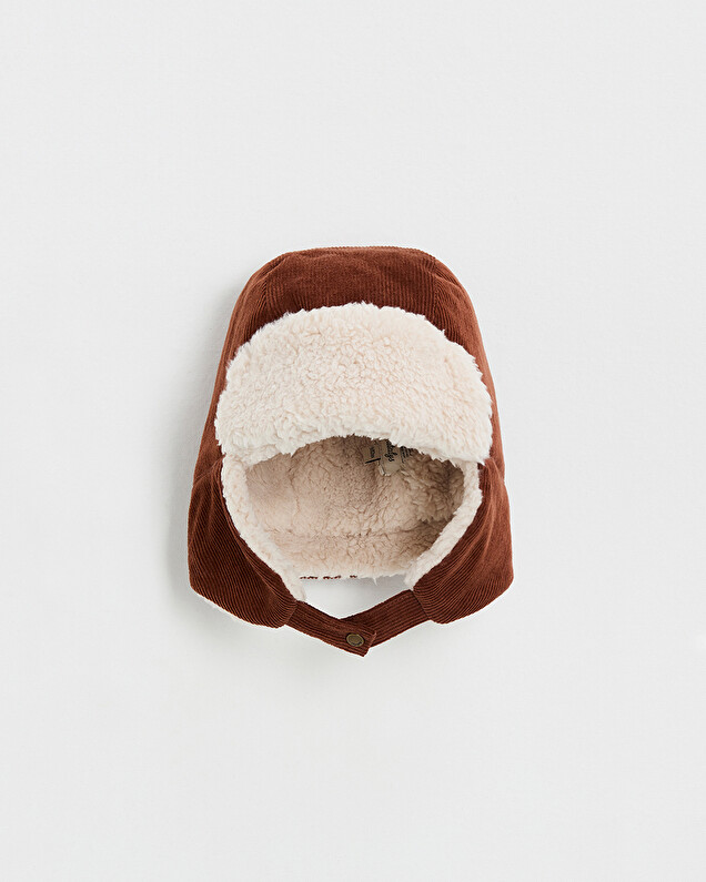 Corduroy chapka Brick color  Natalys