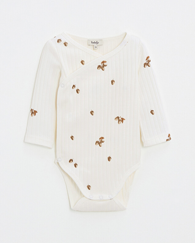 Long-sleeved crossover bodysuit Autumn print  Natalys