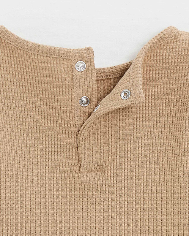 Embroidered long-sleeved bodysuit Caramel color  Natalys
