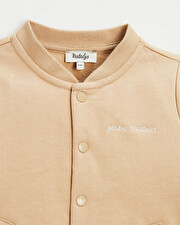 Embroidered fleece vest Camel color  Natalys