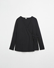 Cotton wrap cardigan Black color  Natalys