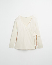 Cotton wrap cardigan Ecru color  Natalys