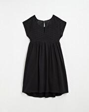 Black dress with English embroidery Black color  Natalys
