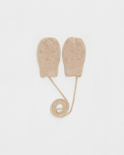 Openwork knit mittens Camel color  Natalys
