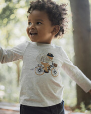 Animated long-sleeved t-shirt Heather beige color  Natalys