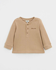 Embroidered long-sleeved t-shirt Caramel color  Natalys