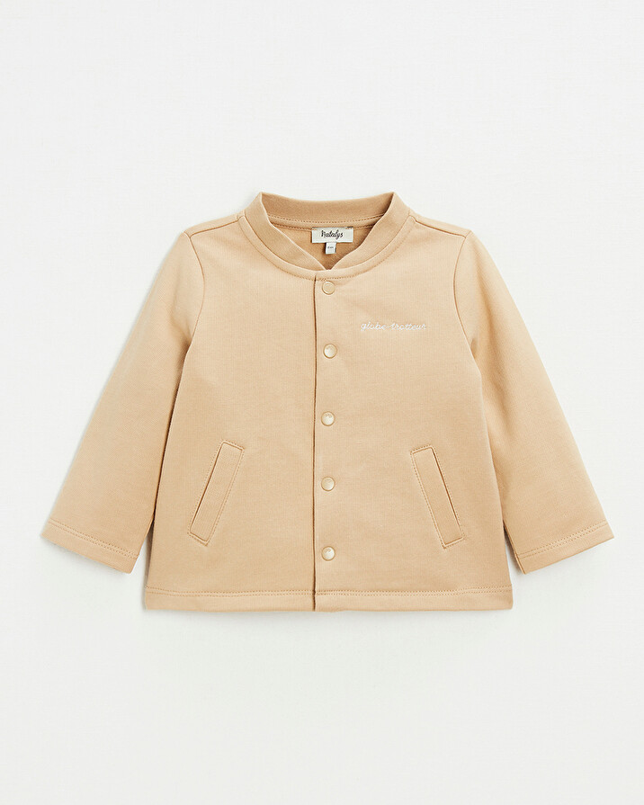 Embroidered fleece vest Camel color  Natalys
