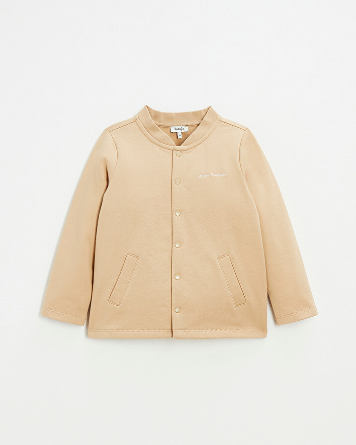 Embroidered fleece vest Camel color  Natalys