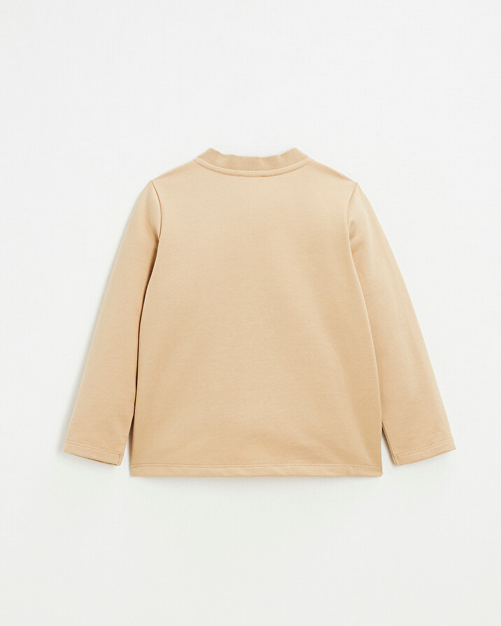 Embroidered fleece vest Camel color  Natalys