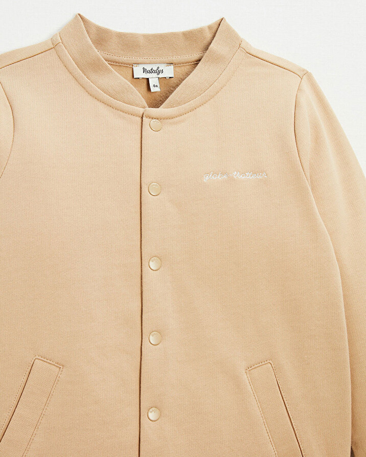 Embroidered fleece vest Camel color  Natalys
