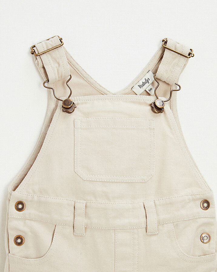 Short canvas overalls Beige color  Natalys
