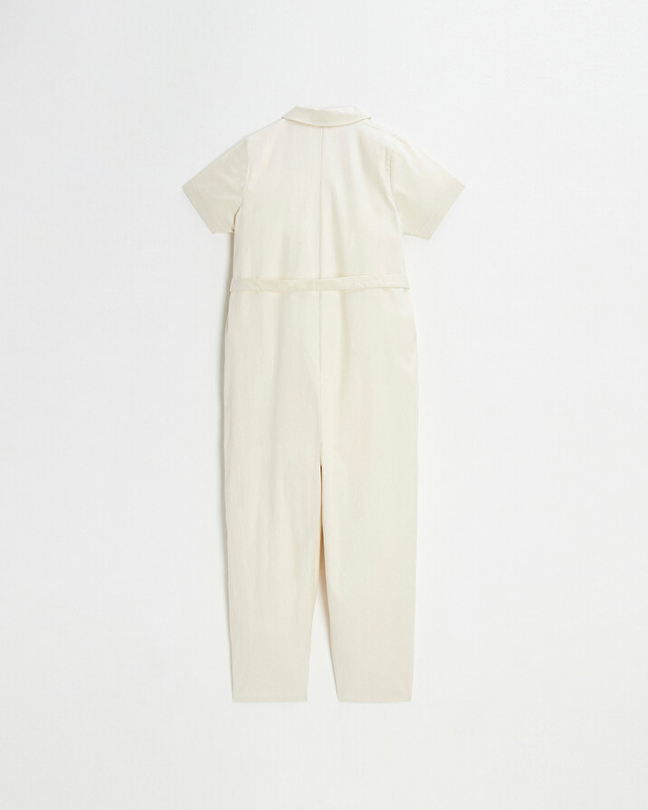 Long twill jumpsuit Beige color  Natalys