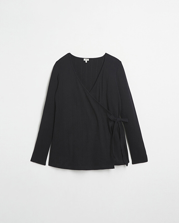 Cotton wrap cardigan Black color  Natalys