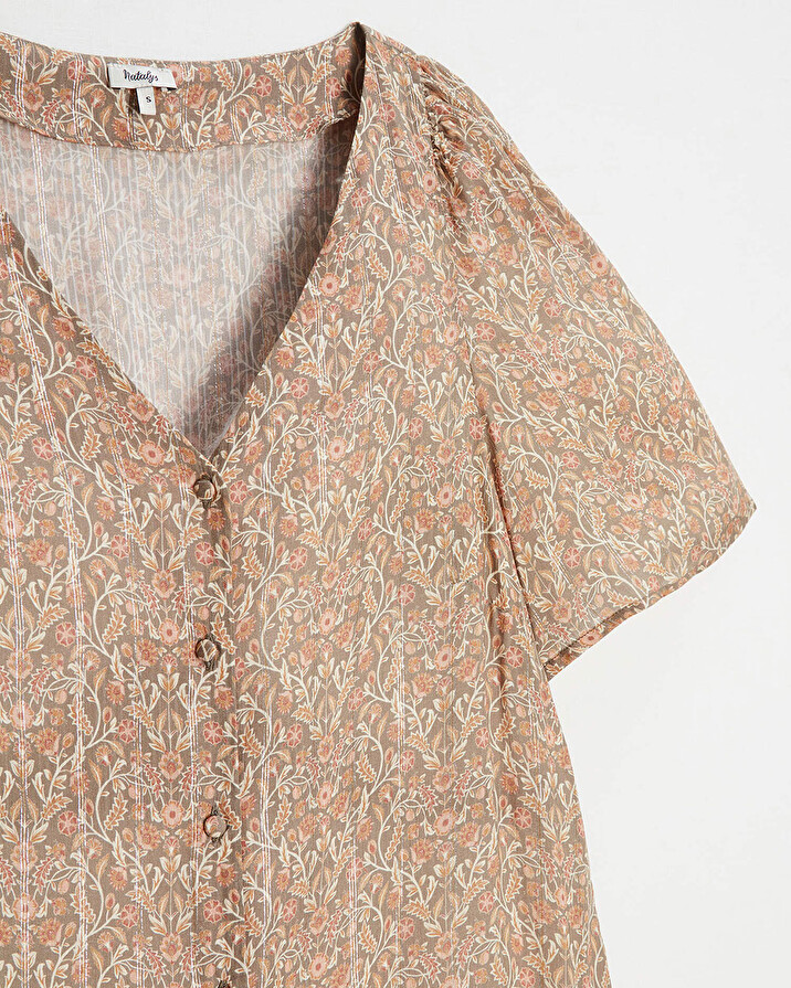Short sleeve blouse Flower print  Natalys