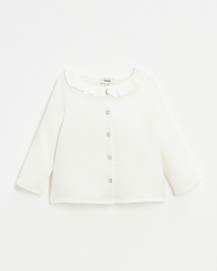 Baby blouse in organic cotton gauze White color  Natalys