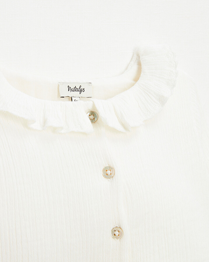 Baby blouse in organic cotton gauze White color  Natalys