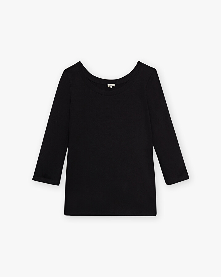 Black t-shirt with dancer collar Black color  Natalys