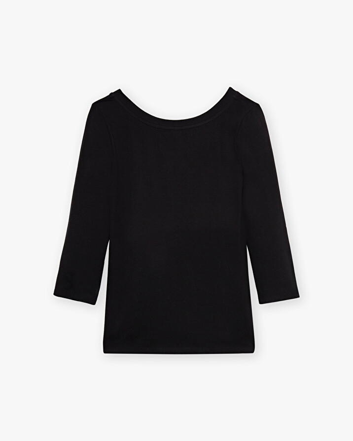 Black t-shirt with dancer collar Black color  Natalys