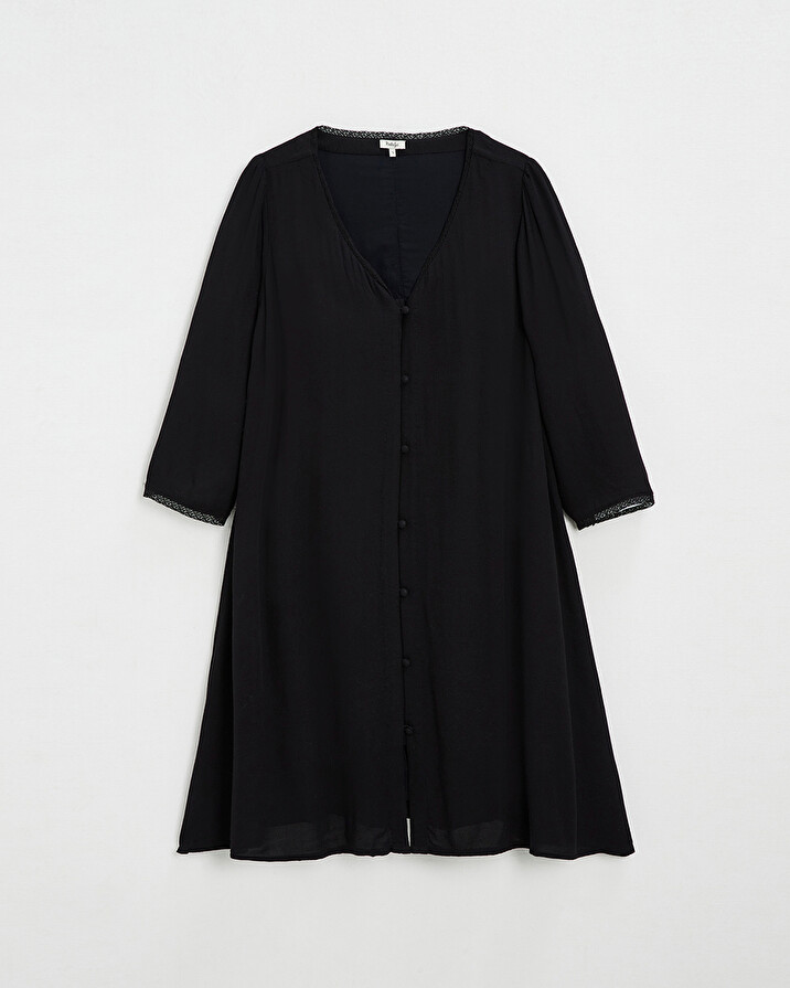Black viscose dress for maternity and breastfeeding Black color  Natalys