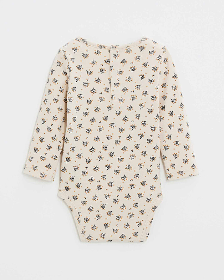 Printed long-sleeved bodysuit Gold button print  Natalys