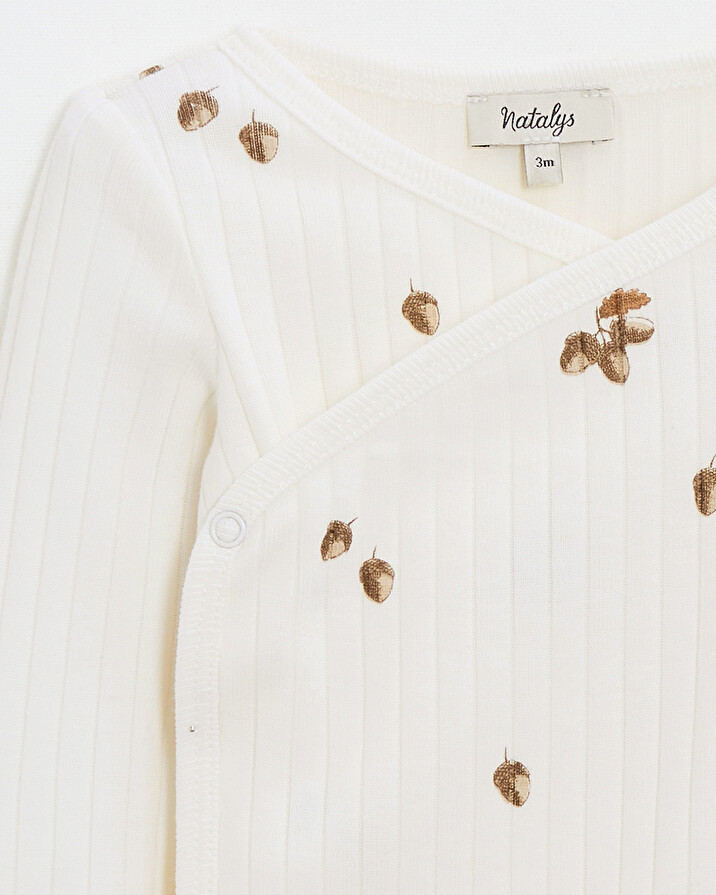 Long-sleeved crossover bodysuit Autumn print  Natalys