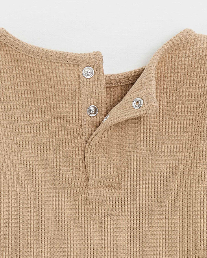 Embroidered long-sleeved bodysuit Caramel color  Natalys