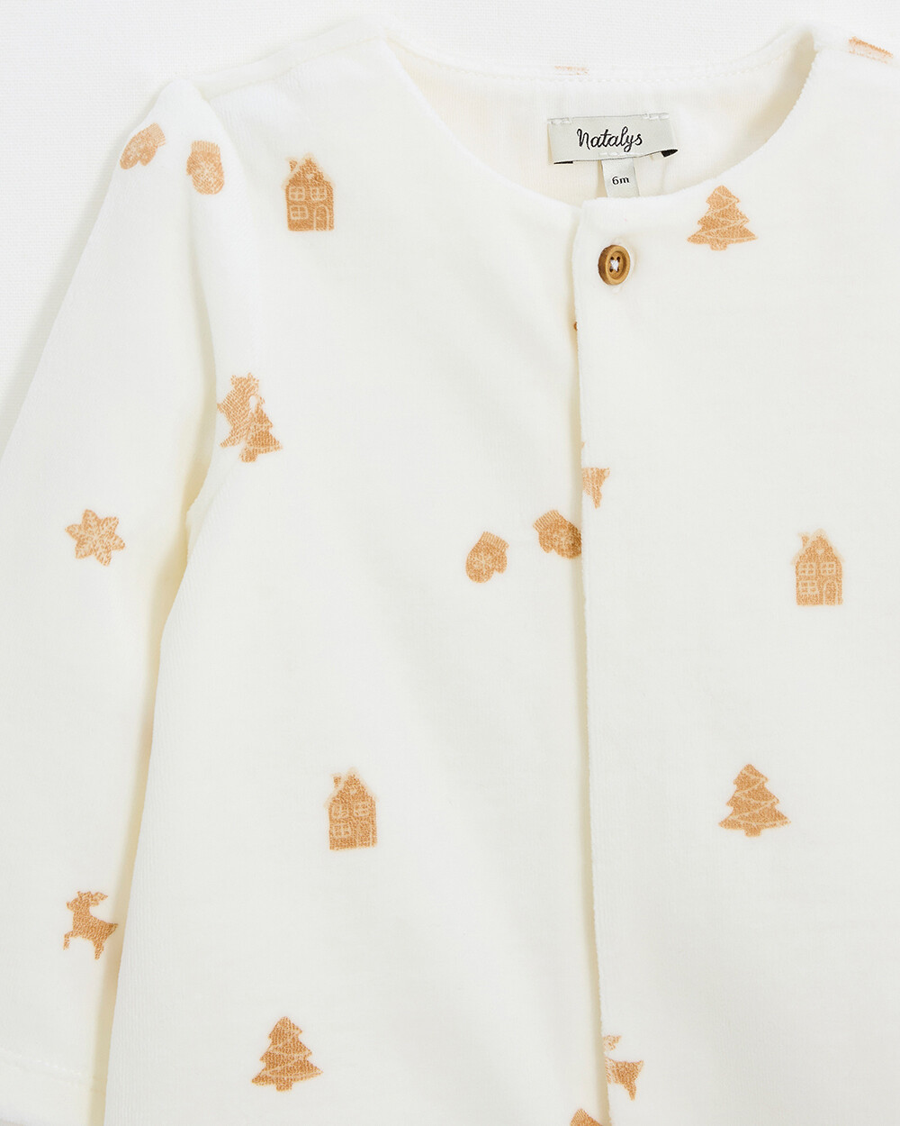 Printed velvet sleepsuit Cookie print  Natalys