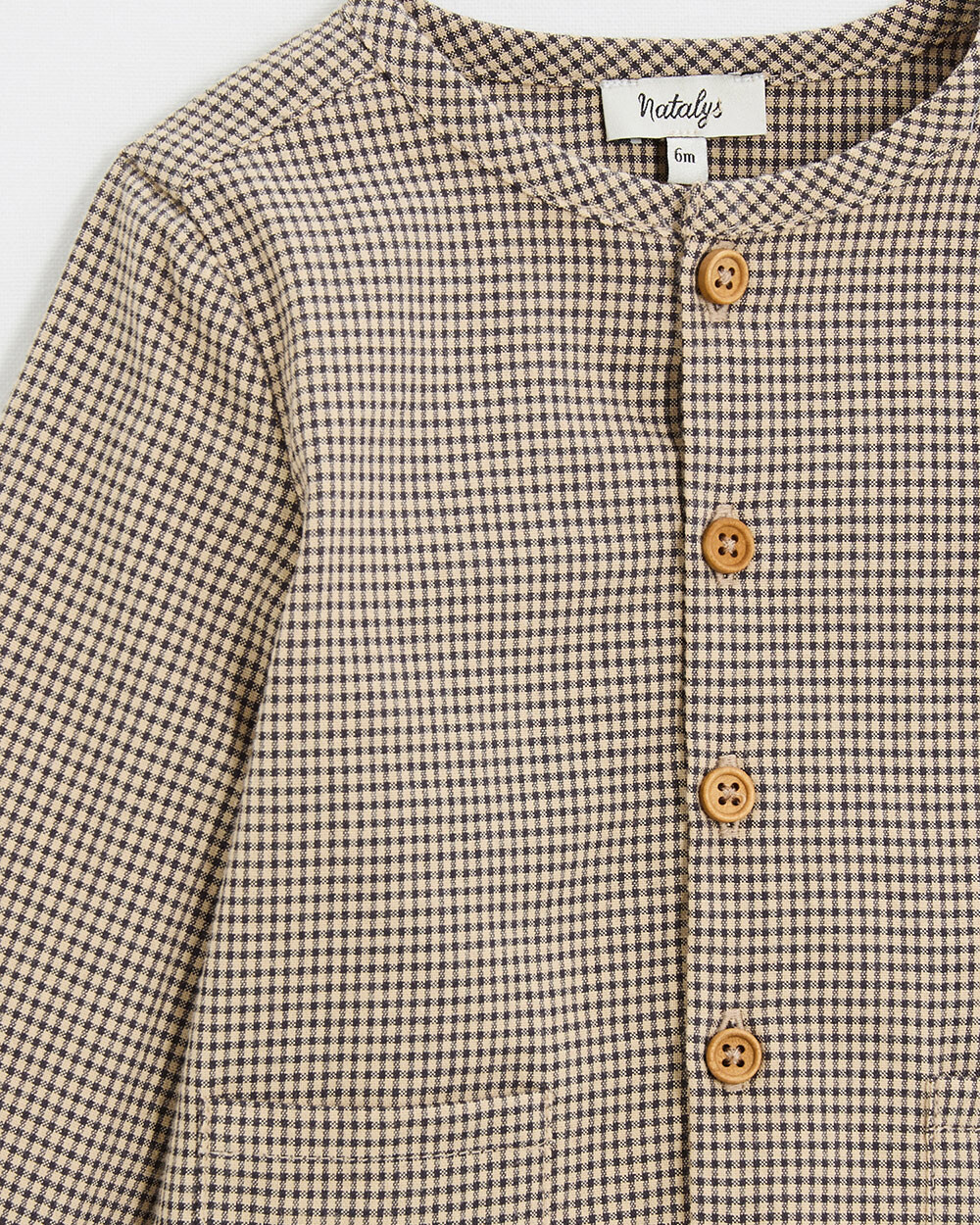 Gingham shirt Anthracite grey/beige color  Natalys