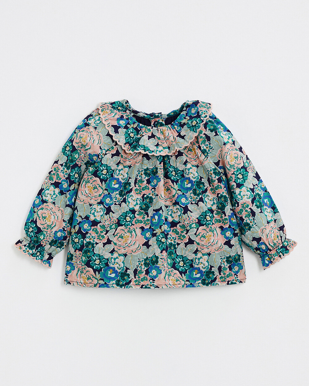 Printed poplin blouse Large flower print  Natalys