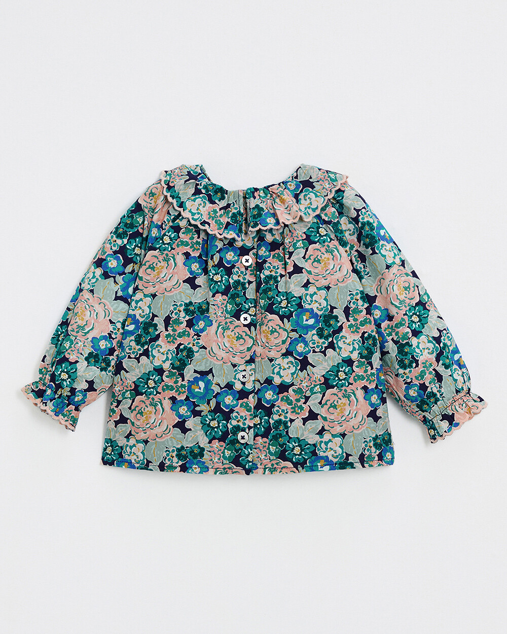 Printed poplin blouse Large flower print  Natalys