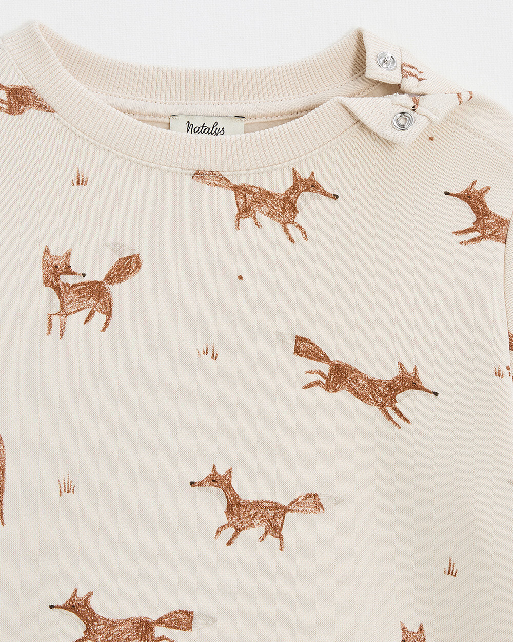 Printed fleece sweatshirt Fox print  Natalys