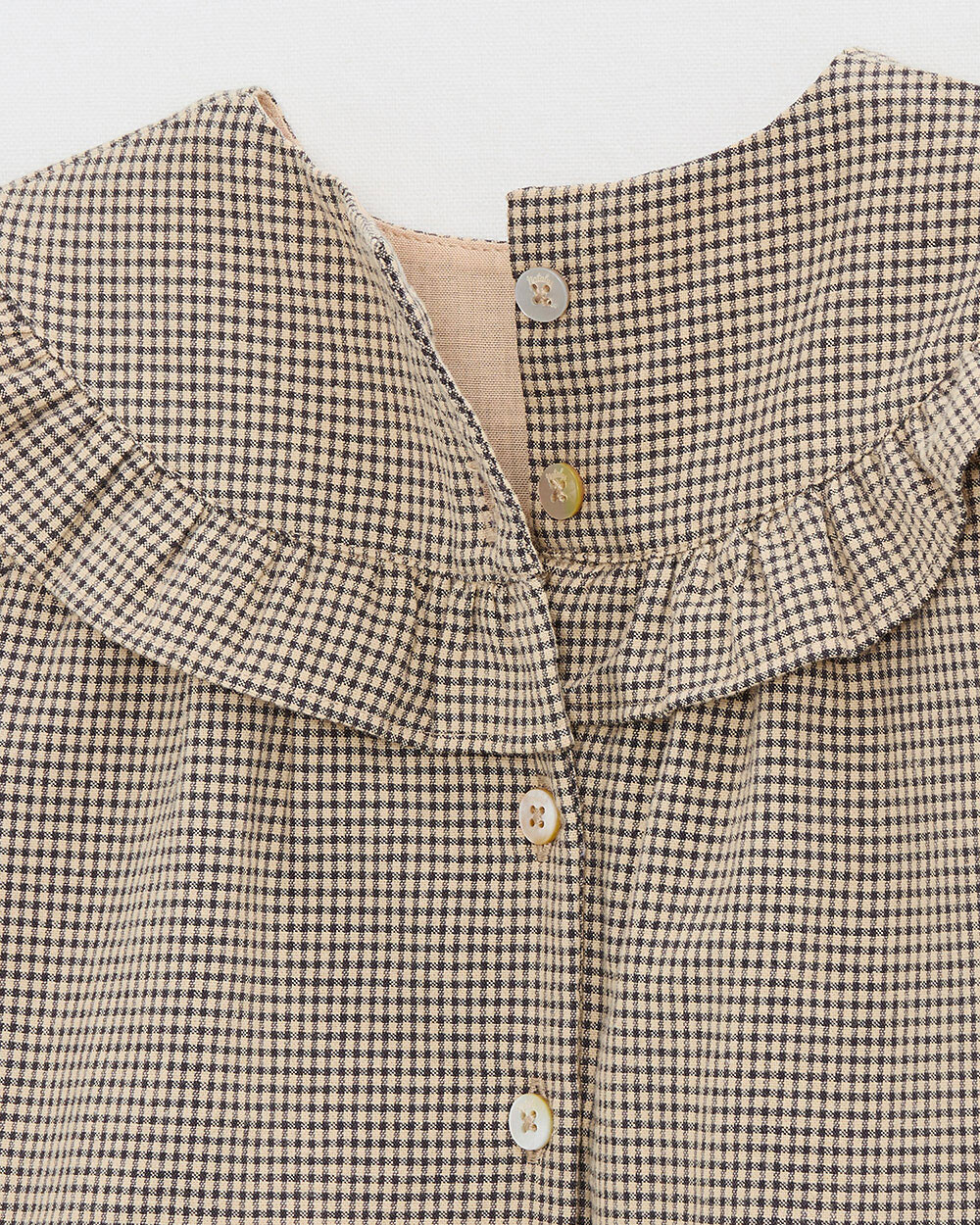 Gingham blouse Anthracite grey/beige color  Natalys