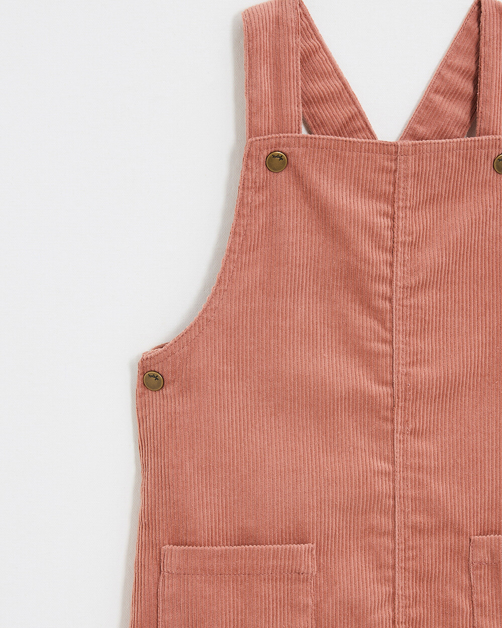 Velvet overall dress Begonia pink colors  Natalys