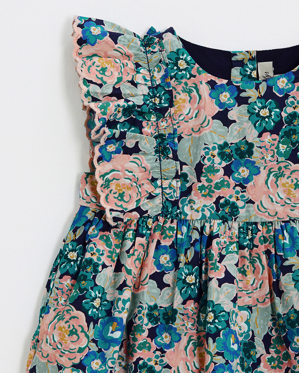 Sleeveless poplin dress Large flower print  Natalys