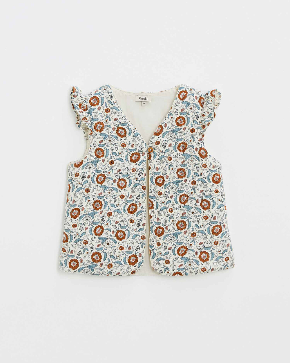 Printed sleeveless vest Folk flower print  Natalys