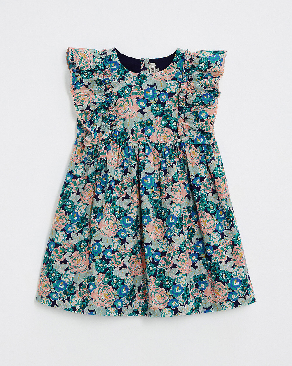 Sleeveless poplin dress Large flower print  Natalys