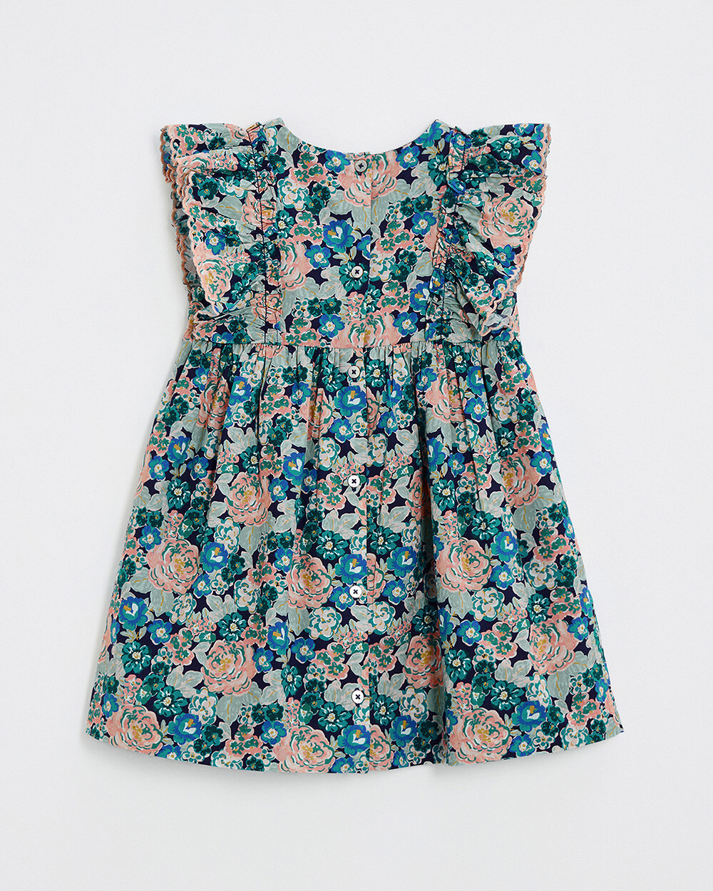 Sleeveless poplin dress Large flower print  Natalys