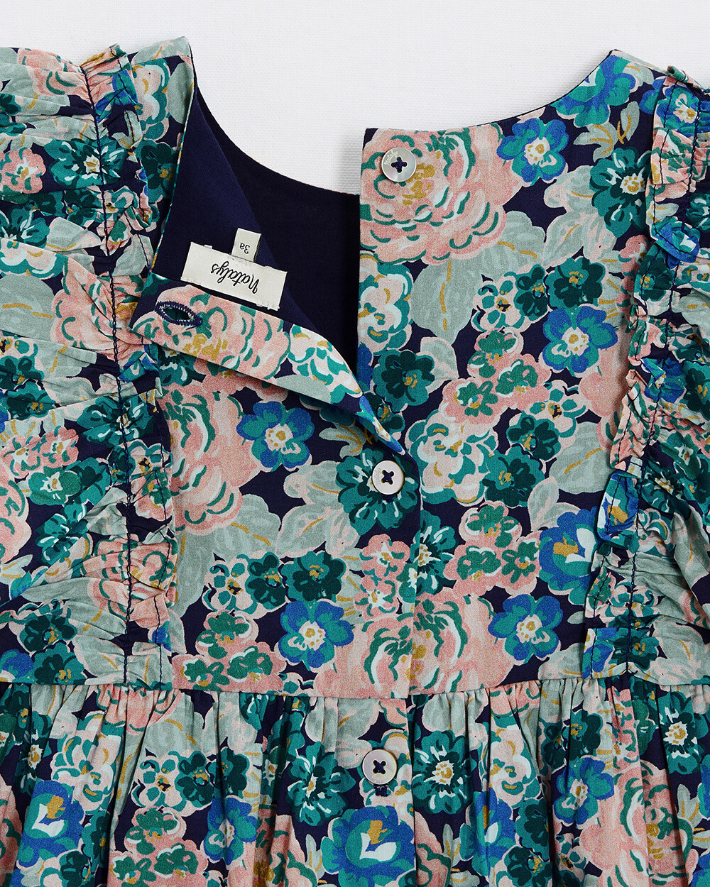 Sleeveless poplin dress Large flower print  Natalys