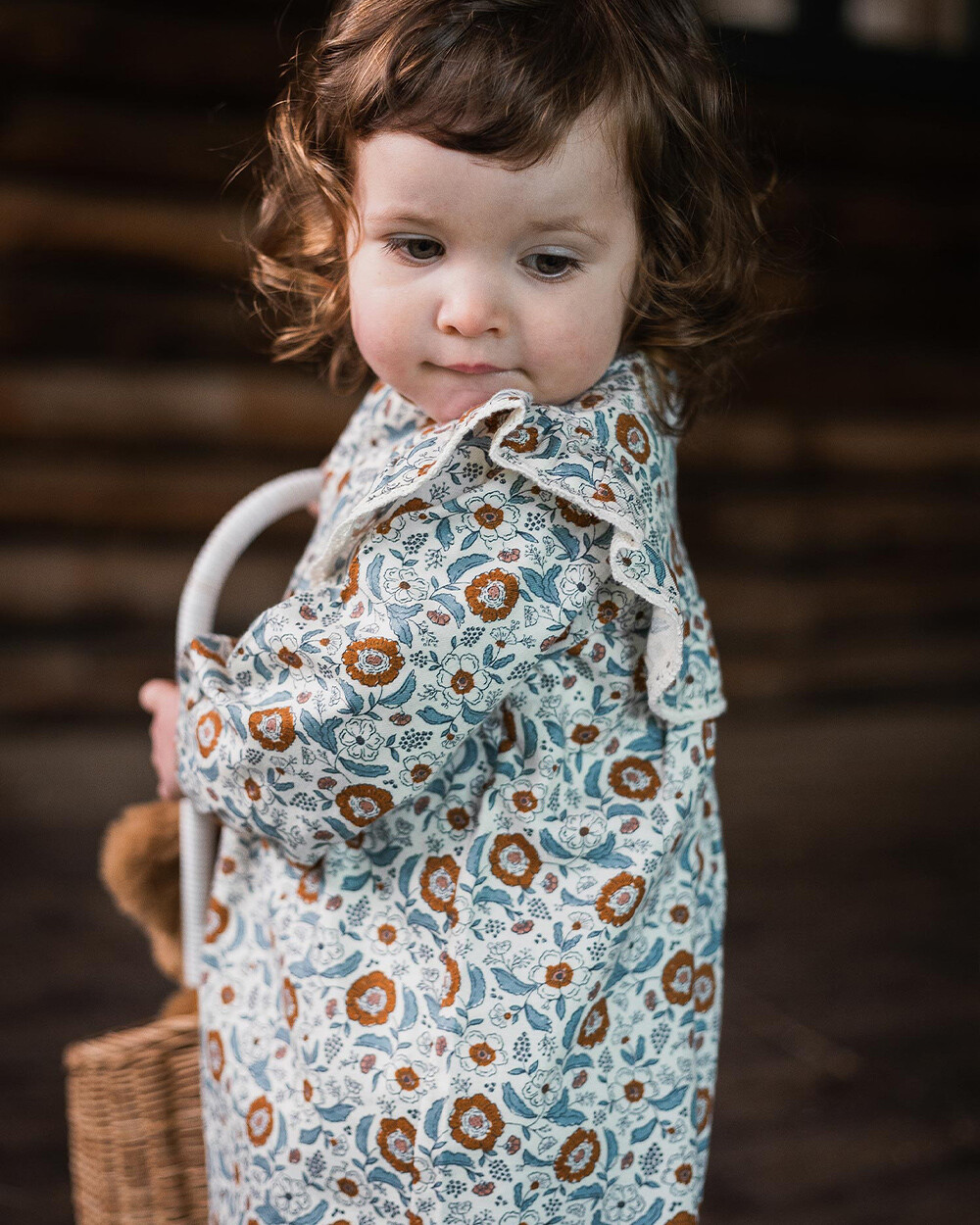 Long sleeve printed dress Folk flower print  Natalys