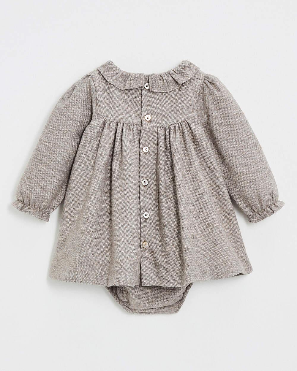 Long sleeve flannel dress Beige color  Natalys