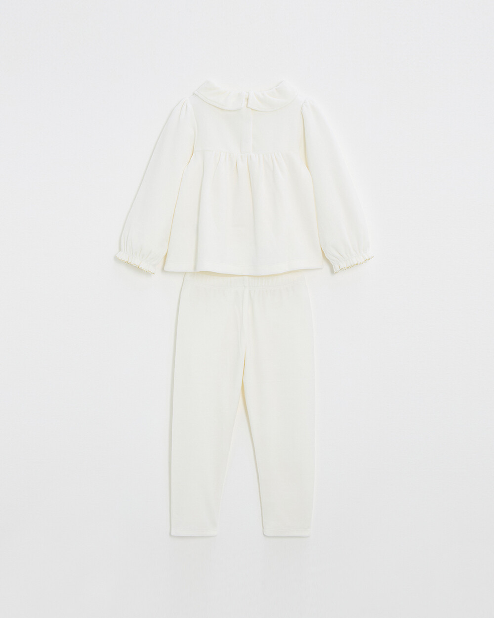 Two-piece pajamas in smocked velvet Ecru color  Natalys